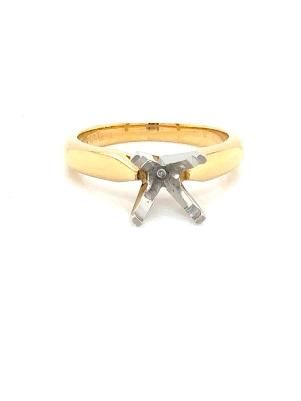 Authentic Jabel 18K Yellow Gold & Platinum Classic Solitaire Semi-Mount – Size 6